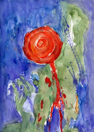 Rose auf rot