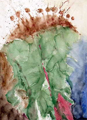 Explosion auf grünem / blauen Farbspiel