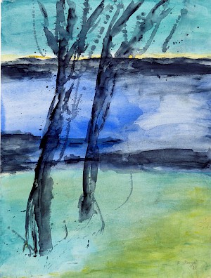 Abstrakte Landschaft blauer Hintergrund