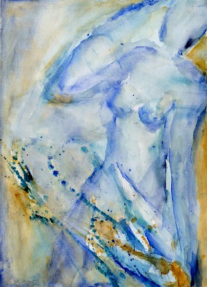Stehender Akt blau