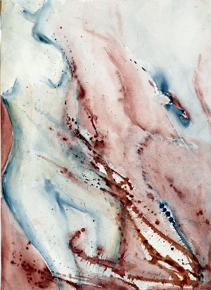 Stehender Akt blau / rot