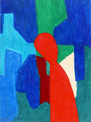 Eine Person in rot
