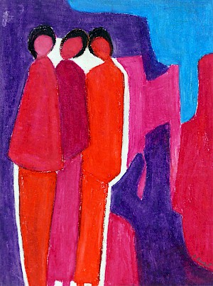 Die vertraute dreier Gruppe orange / pink