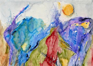 Farbspiel mit gelber Sonne