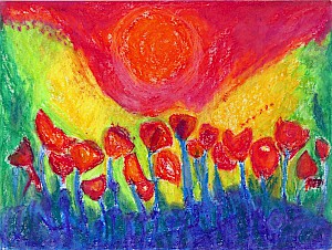 Blumenbeet mit der roten Hoffnung