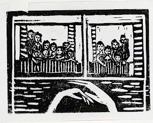 Zwei Fenster mit Familien