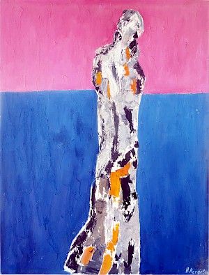 Frau mit blauen Hintergrund