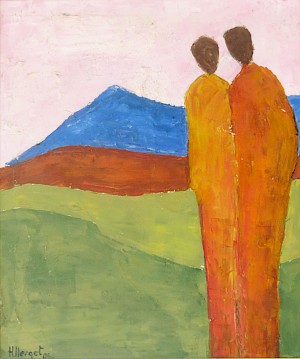 Das Paar blickt zum Horizont