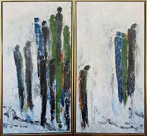 Menschengruppe, grün, Nr. 1+2 gemeinsam