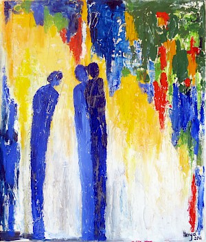 Drei blaue Figuren