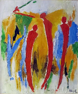 Drei orange Figuren