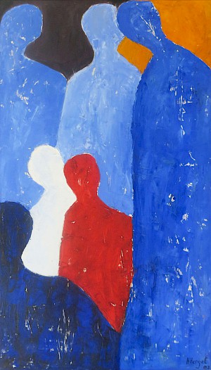 Blau / rot / weiße Menschen
